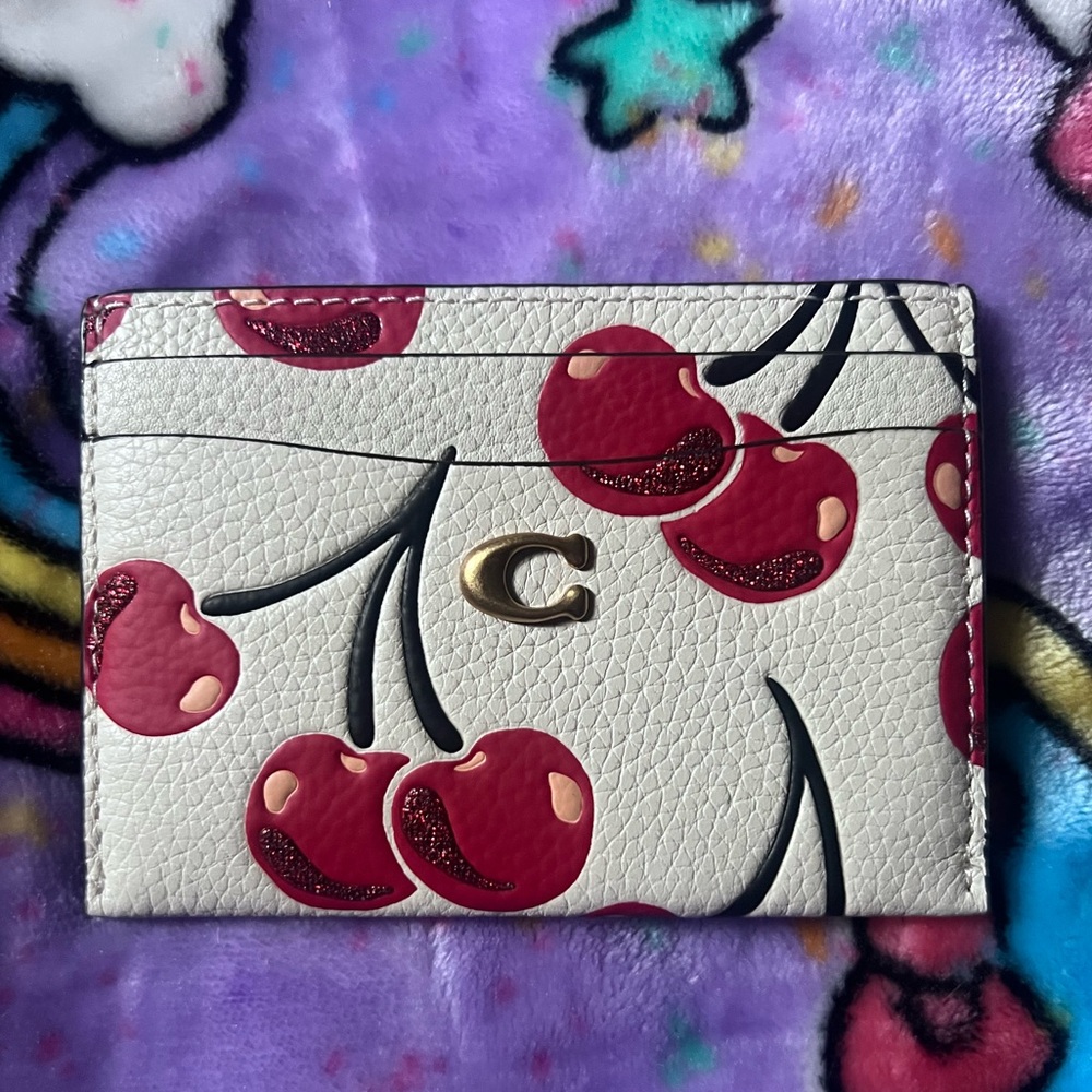 COACH Essential Cherry-Print Leather Card Case